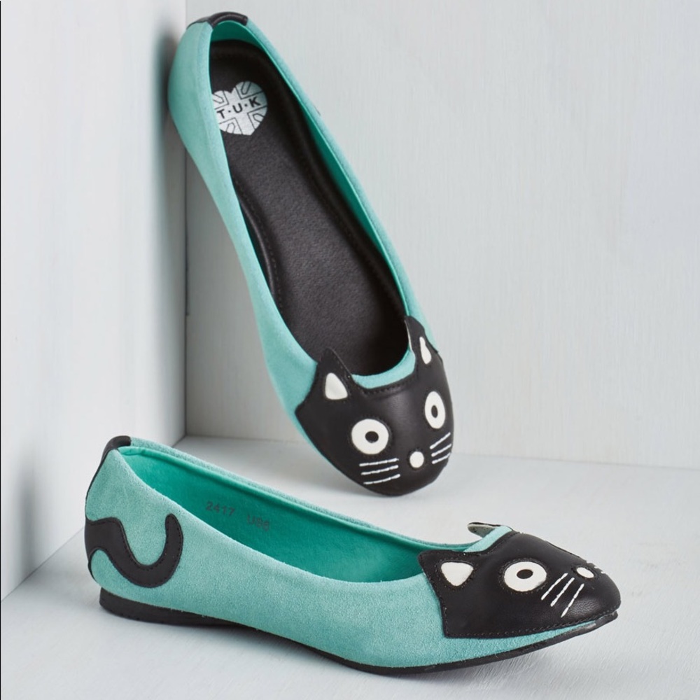 Modcloth Cat Flats in Mint